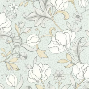 blue botanical wallpaper from casadeco