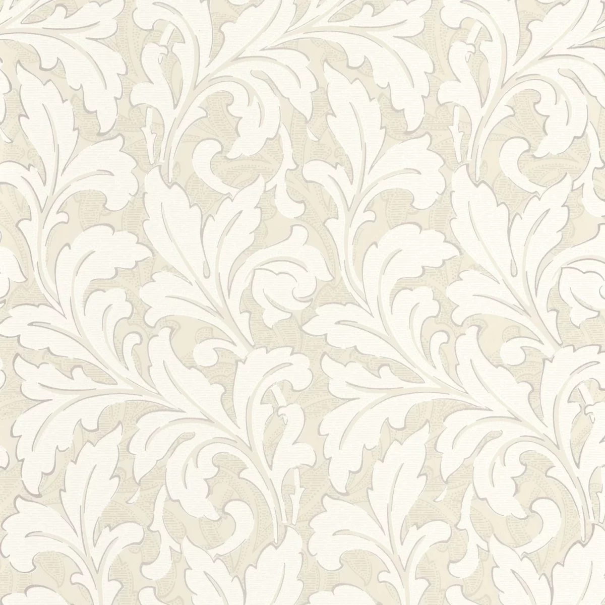 Acanthe Wallpaper - Beige Lin by white botanical wallpaper from casadeco