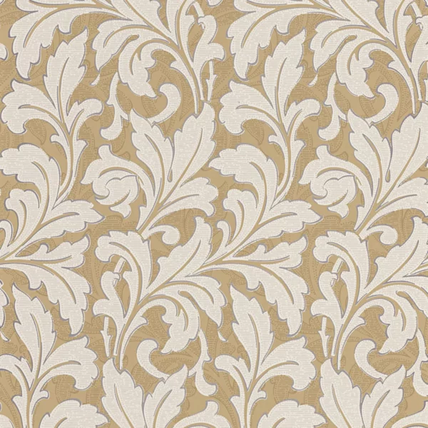 Acanthe Wallpaper - Beige Camel by yellow botanical wallpaper from casadeco