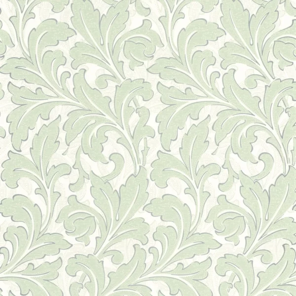 Acanthe Wallpaper - Vert Amande by green botanical wallpaper from casadeco