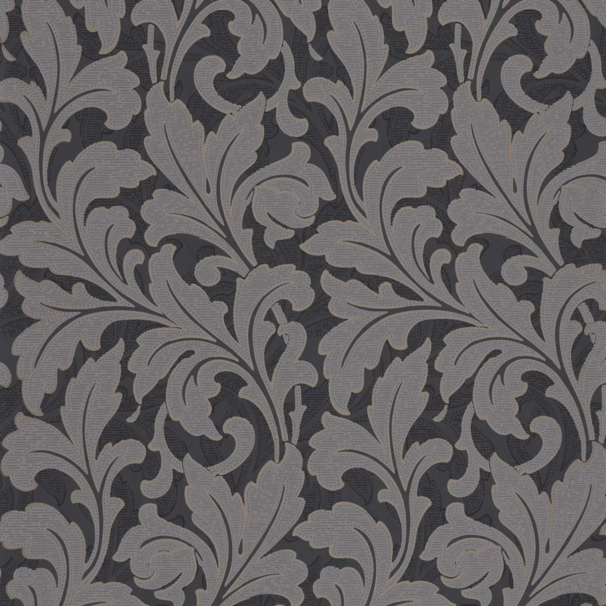 Acanthe Wallpaper - Noir by black-grey botanical wallpaper from casadeco