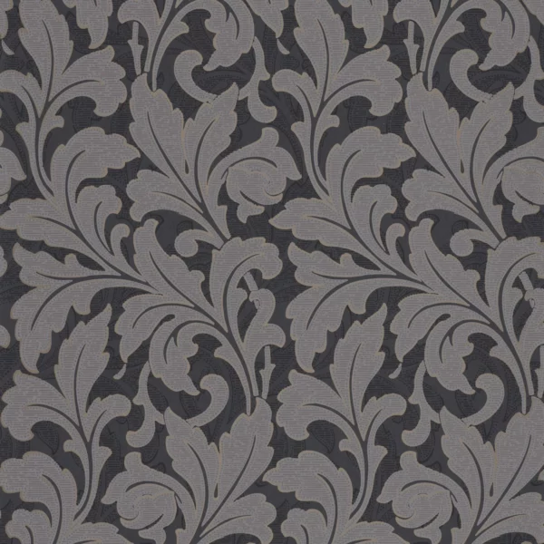 Acanthe Wallpaper - Noir by black-grey botanical wallpaper from casadeco