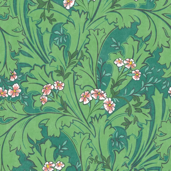 Mollis Wallpanel - Vert Prairie by green botanical wallpaper from casadeco