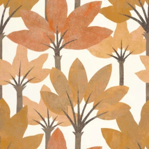 orange botanical wallpaper from casadeco