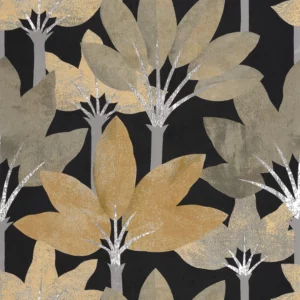 black-grey botanical wallpaper from casadeco