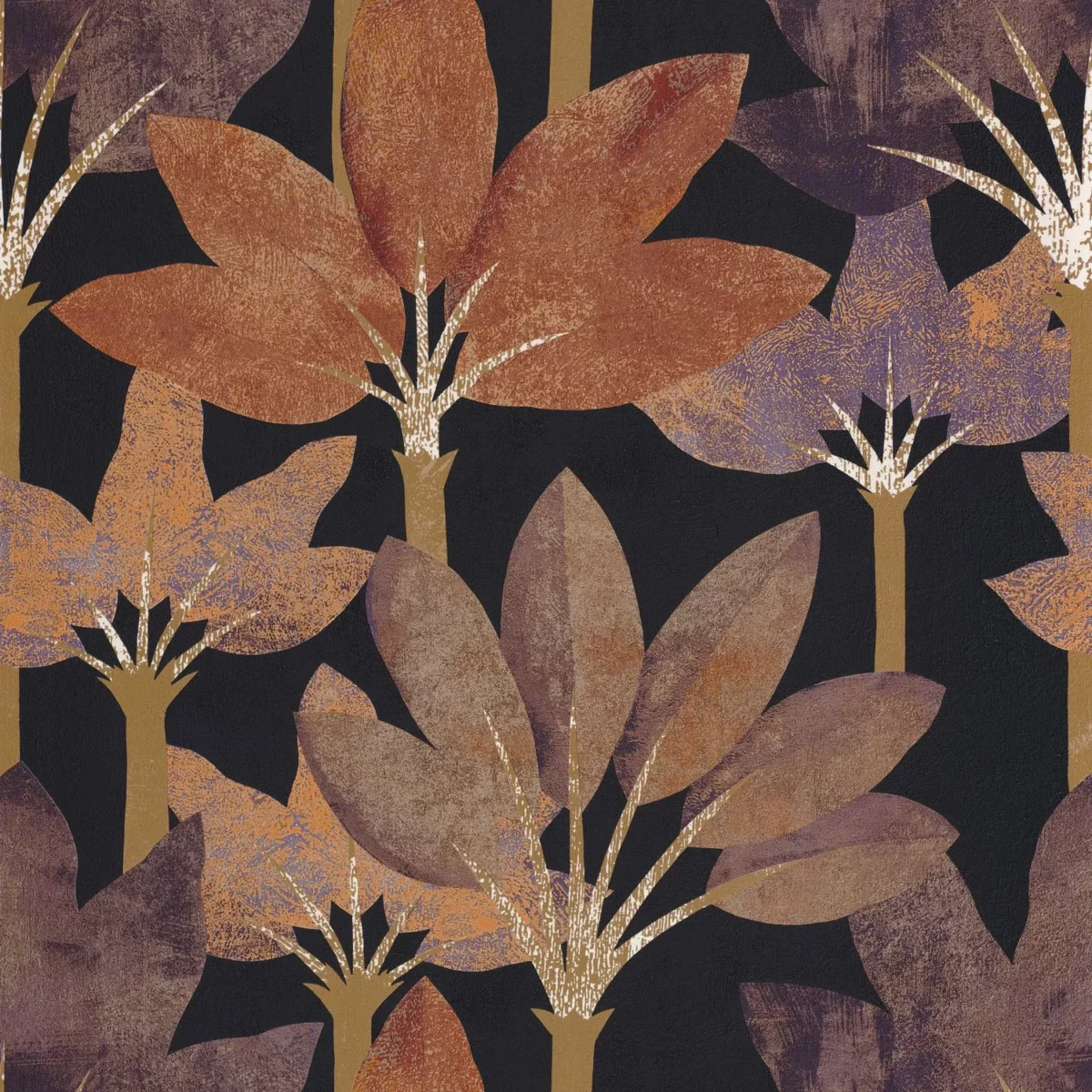 black-grey botanical wallpaper from casadeco