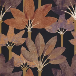 black-grey botanical wallpaper from casadeco