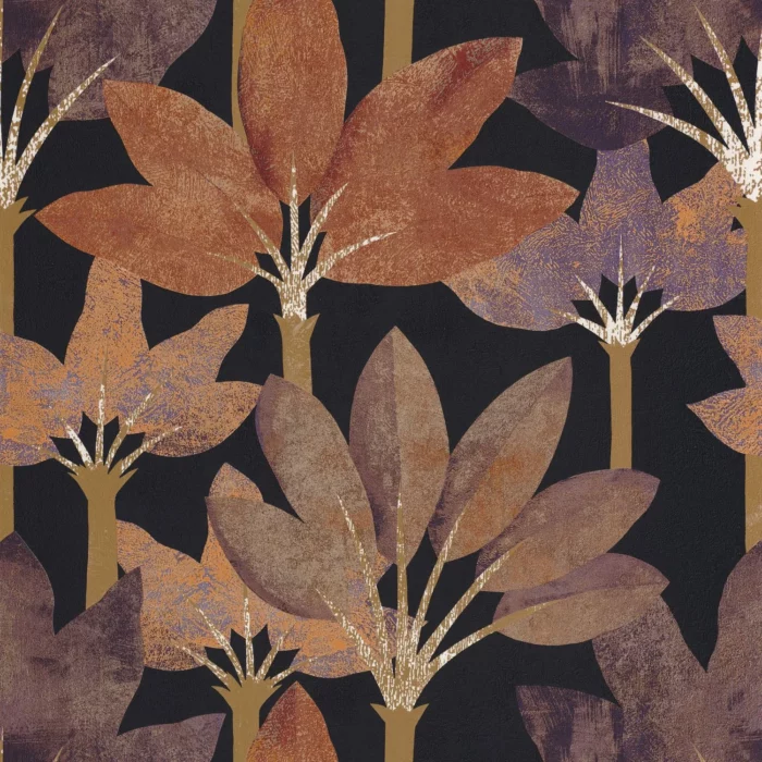 Babel Wallpaper - Encre / Rouille fabric swatch BBLN89718644