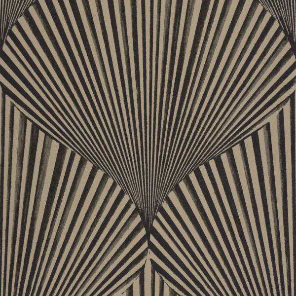 Semiramis Wallpaper - Noir Reglisse by black-grey retro wallpaper from casadeco
