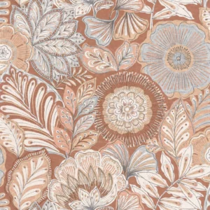orange botanical wallpaper from casadeco