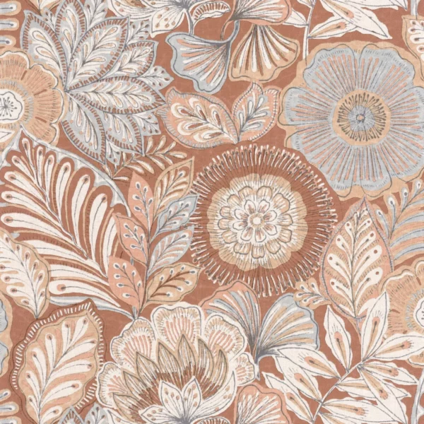 Batik Wallpaper - Terracotta by orange botanical wallpaper from casadeco