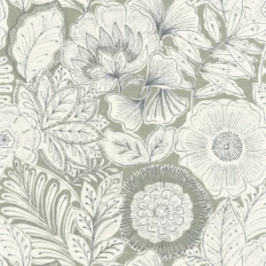 green botanical wallpaper from casadeco