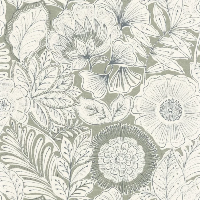 Batik Wallpaper - Vert Sauge fabric swatch BALI88157211