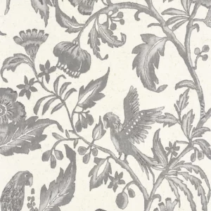 black-grey botanical wallpaper from casadeco