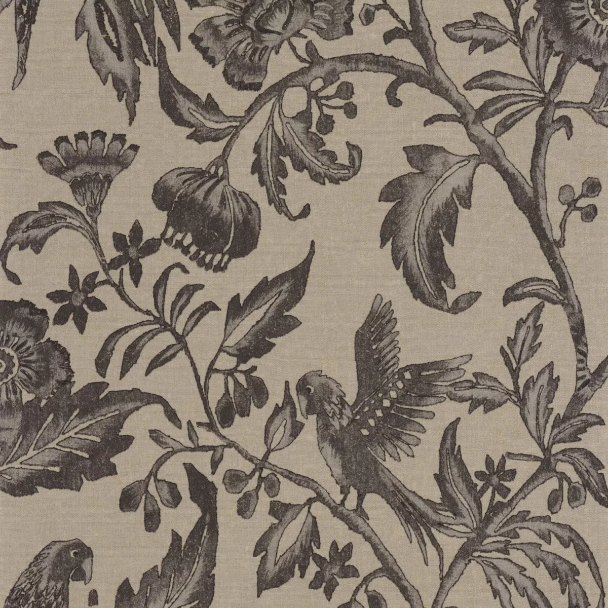 black-grey botanical wallpaper from casadeco