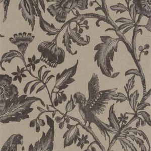 black-grey botanical wallpaper from casadeco