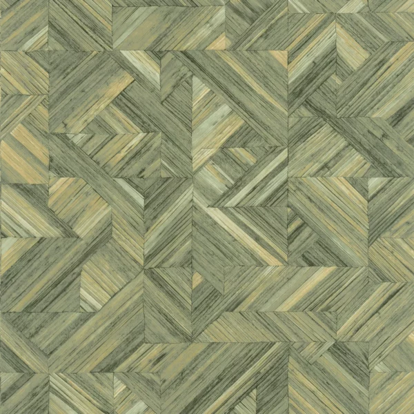 Paille Wallpaper - Vert Sauge by green geometric wallpaper from casadeco