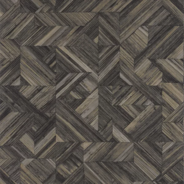 Paille Wallpaper - Noir Reglisse by brown geometric wallpaper from casadeco