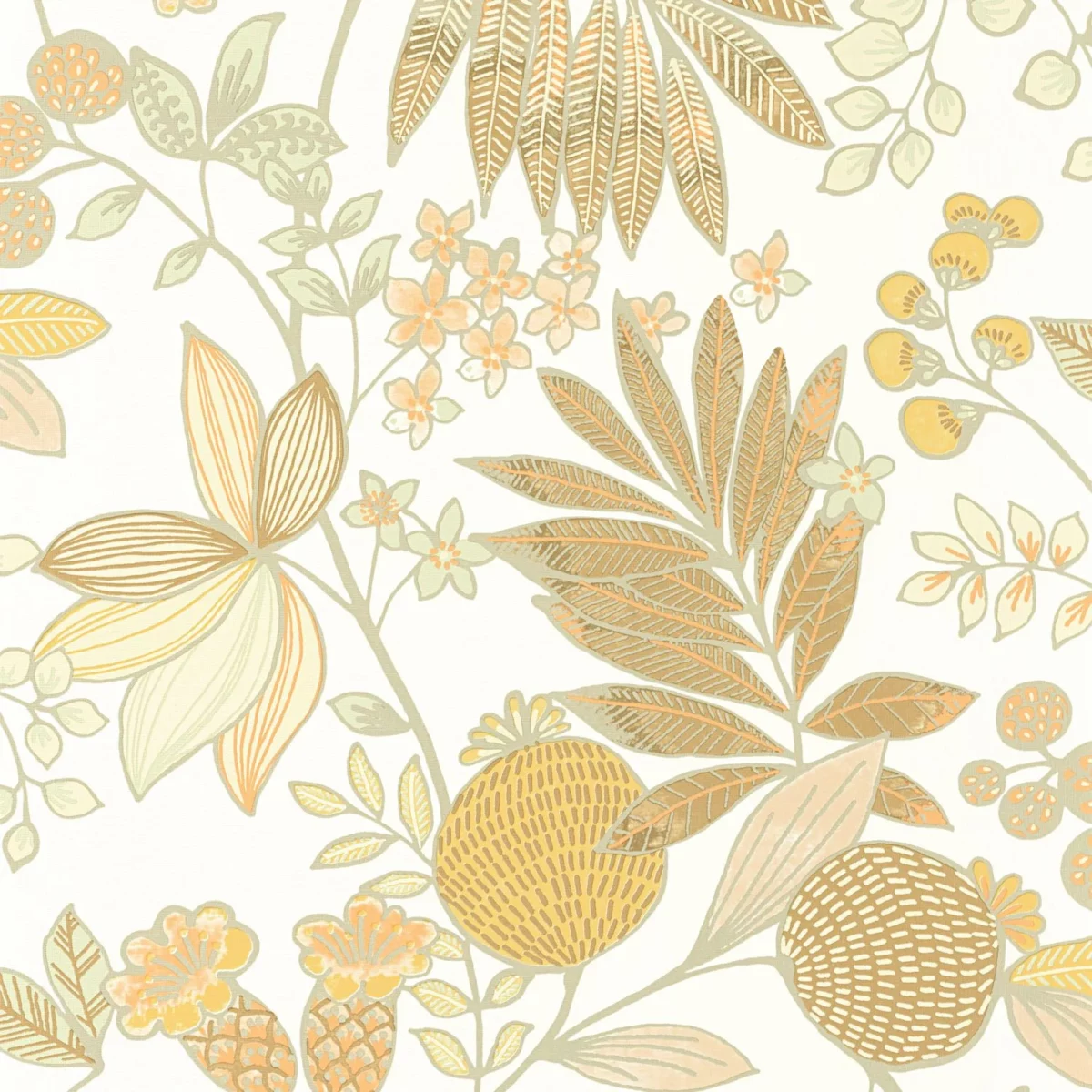 yellow botanical wallpaper from casadeco