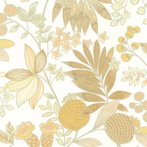 yellow botanical wallpaper from casadeco
