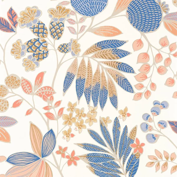 Palm Springs Wallpaper - Indigo / Pêche by blue botanical wallpaper from casadeco