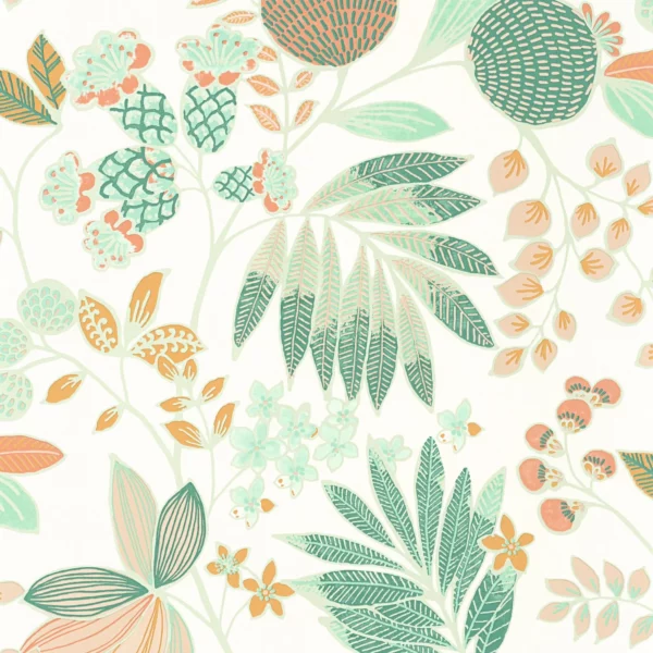 Palm Springs Wallpaper - Melon / Menthe by green botanical wallpaper from casadeco