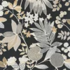 black-grey botanical wallpaper from casadeco