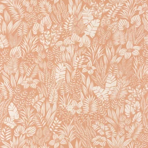 orange botanical wallpaper from casadeco