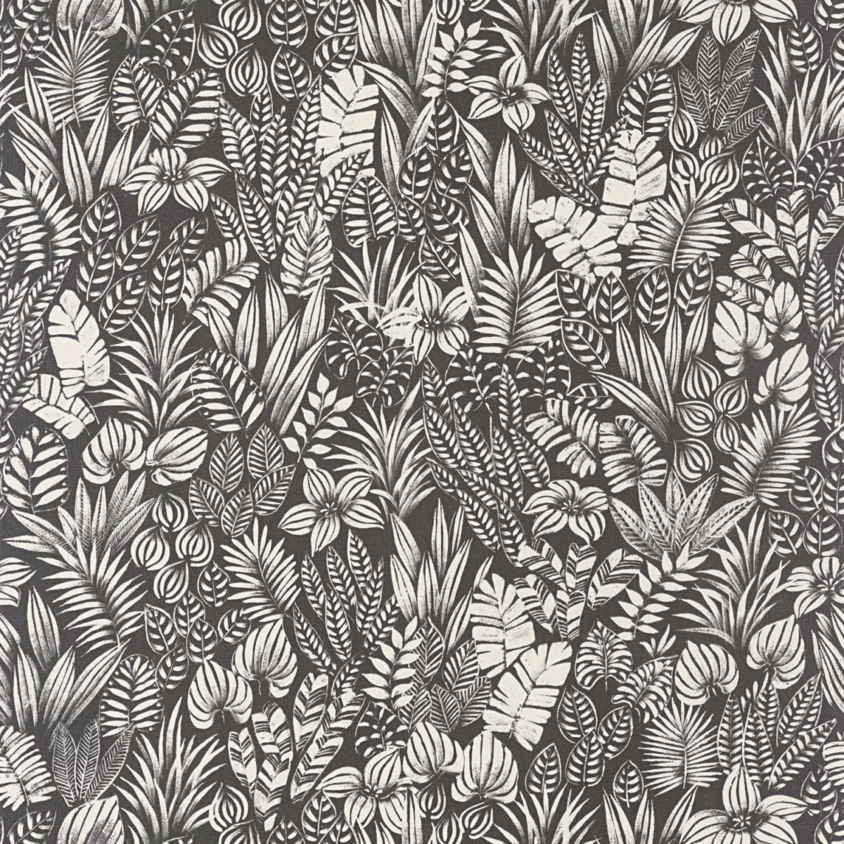 black-grey botanical wallpaper from casadeco
