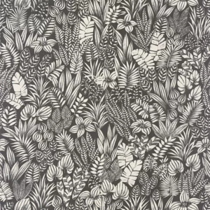 black-grey botanical wallpaper from casadeco