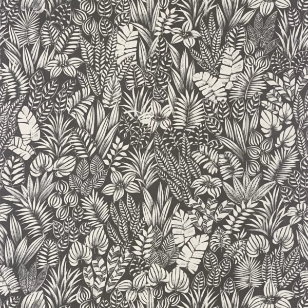 Napa Valley Wallpaper - Noir Reglisse by black-grey botanical wallpaper from casadeco