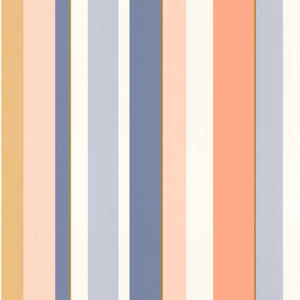Venice Beach Wallpaper - Indigo / Pêche by multicolour striped wallpaper from casadeco