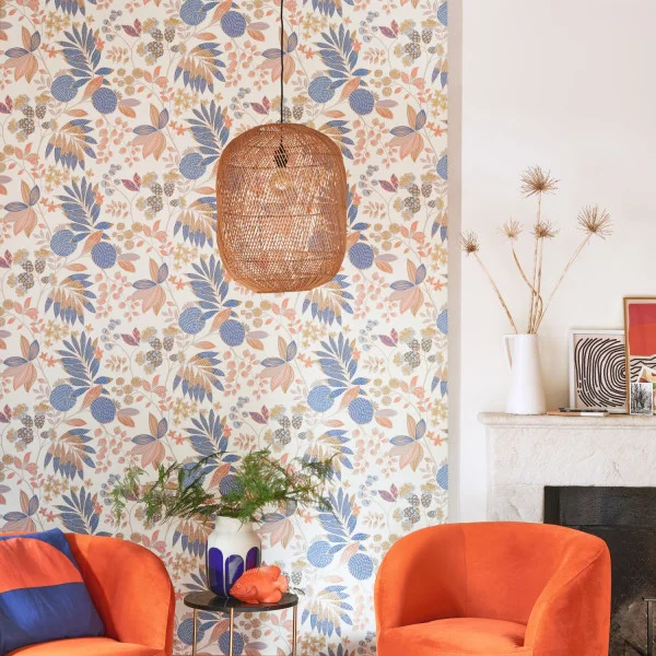 Palm Springs Wallpaper - Indigo / Pêche by Palm Springs Wallpaper - Indigo / Pêche from