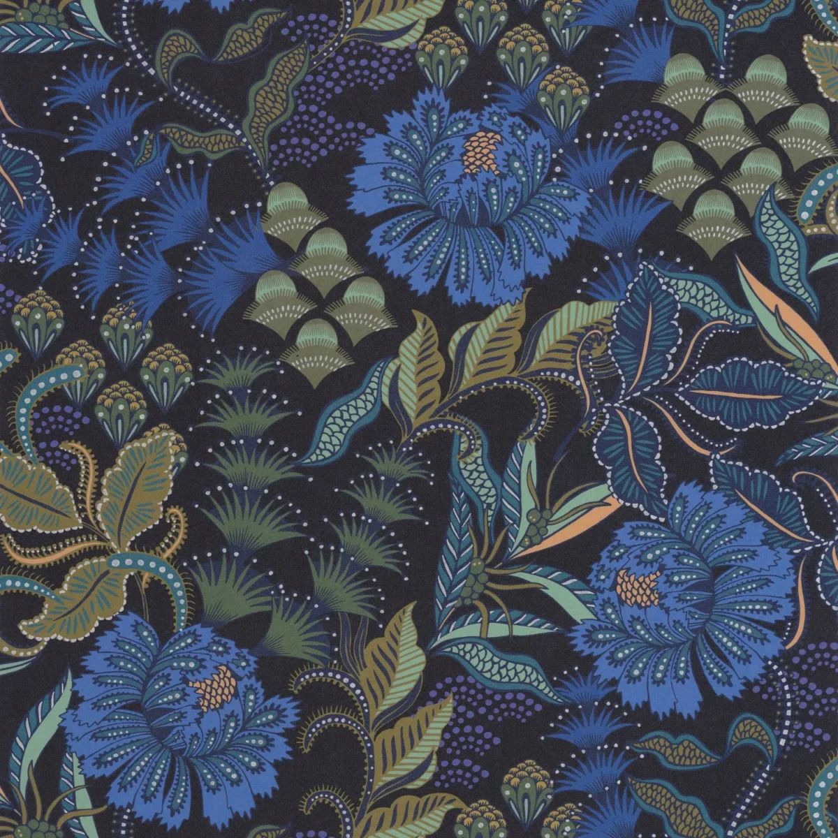 blue botanical wallpaper from casadeco