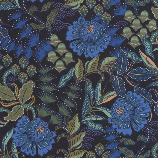 blue botanical wallpaper from casadeco