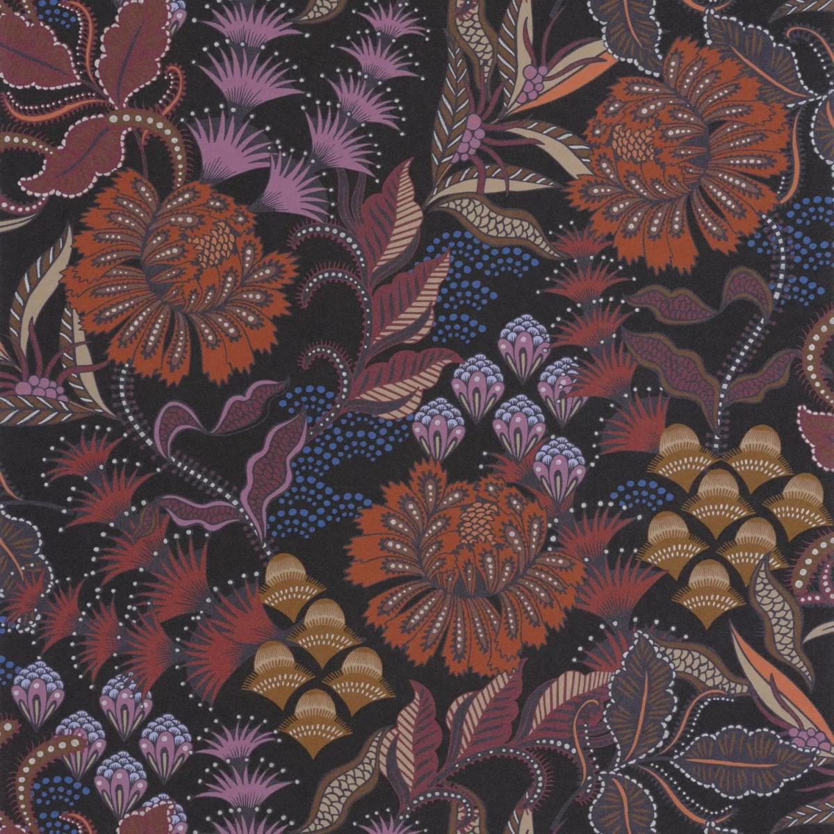 purple botanical wallpaper from casadeco