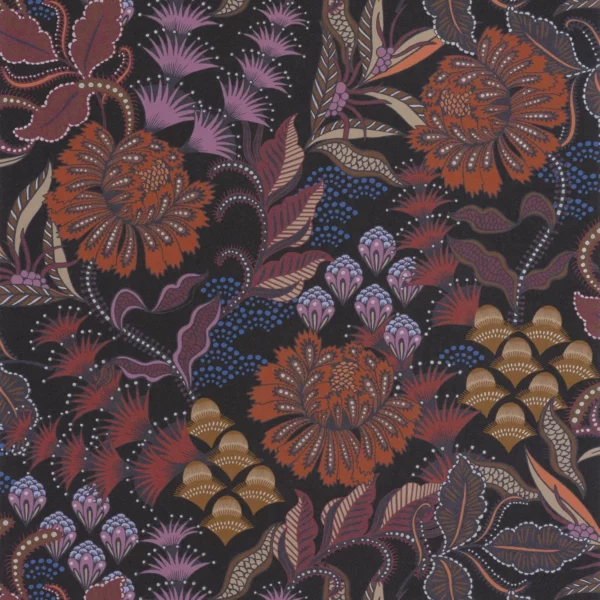 purple botanical wallpaper from casadeco