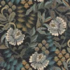 black-grey botanical wallpaper from casadeco