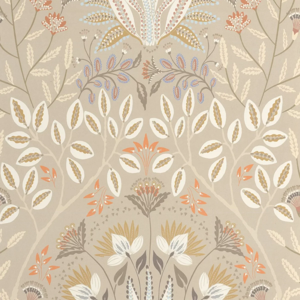 Lords Wallpaper - Taupe by neutral botanical wallpaper from casadeco