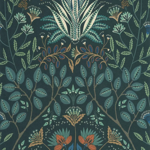 blue botanical wallpaper from casadeco