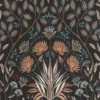 black-grey botanical wallpaper from casadeco