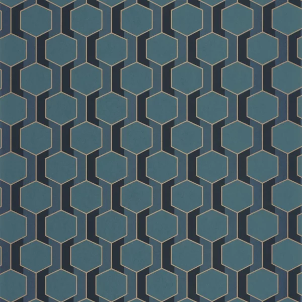 Hamilton Wallpaper - Bleu Paon by blue geometric wallpaper from casadeco