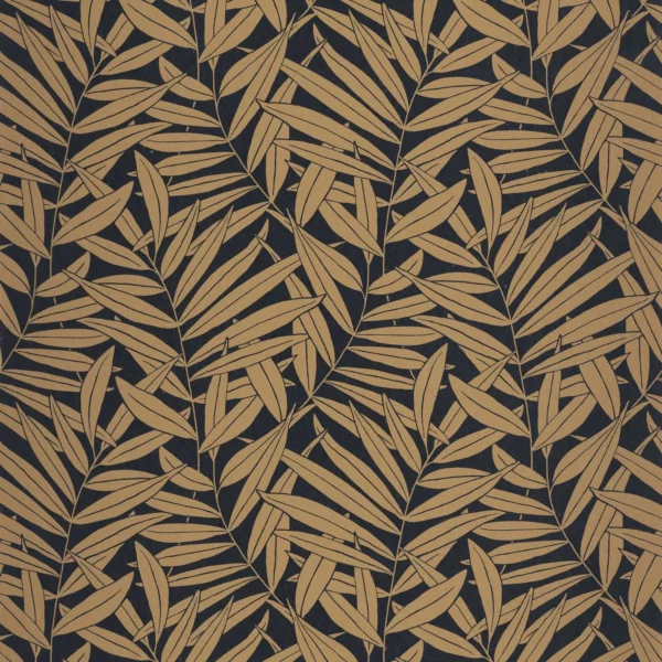 Preston Wallpaper - Mordore Noir by yellow botanical wallpaper from casadeco