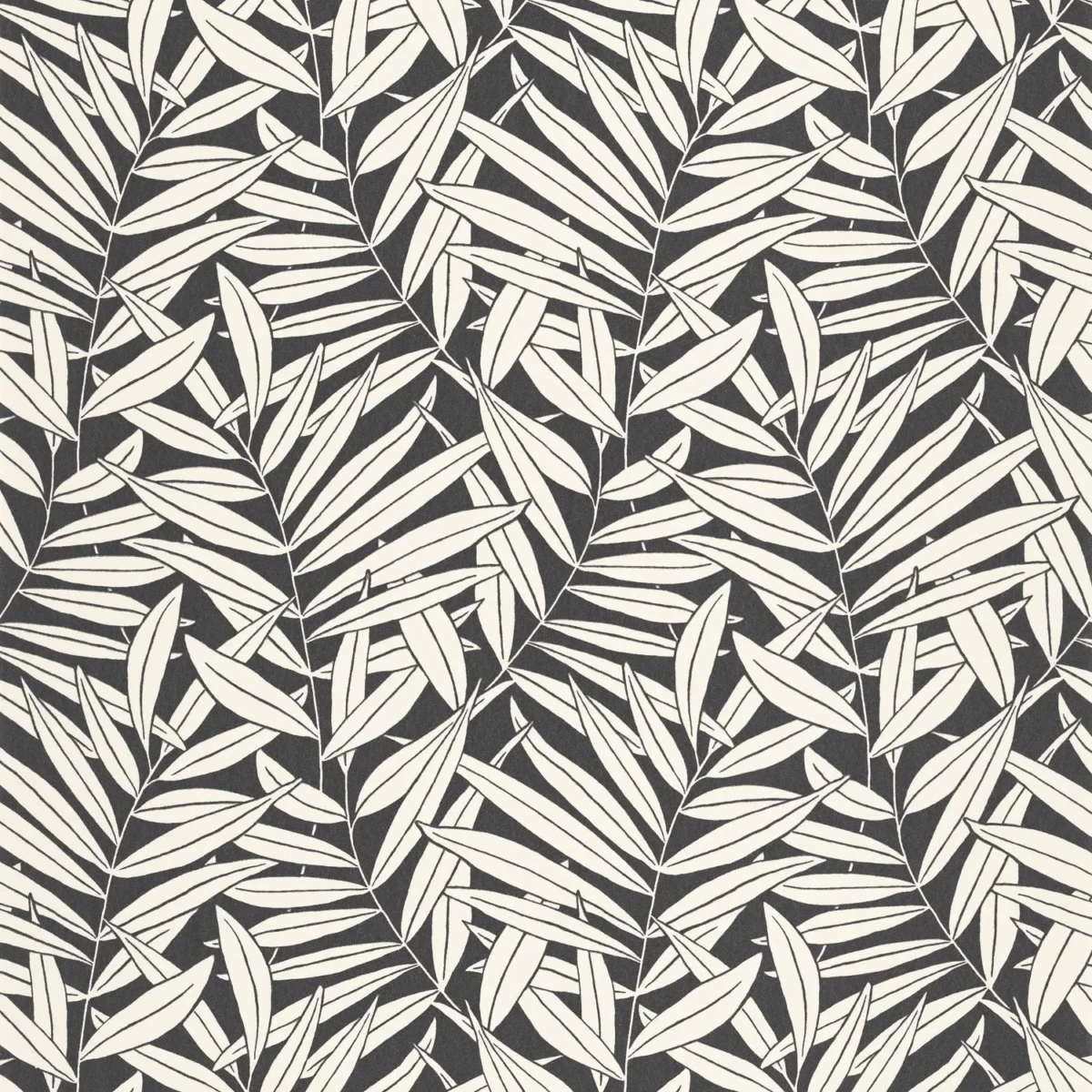 Preston Wallpaper - Noir Naturel by black-grey botanical wallpaper from casadeco
