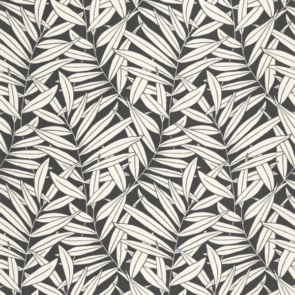 Preston Wallpaper - Noir Naturel by black-grey botanical wallpaper from casadeco
