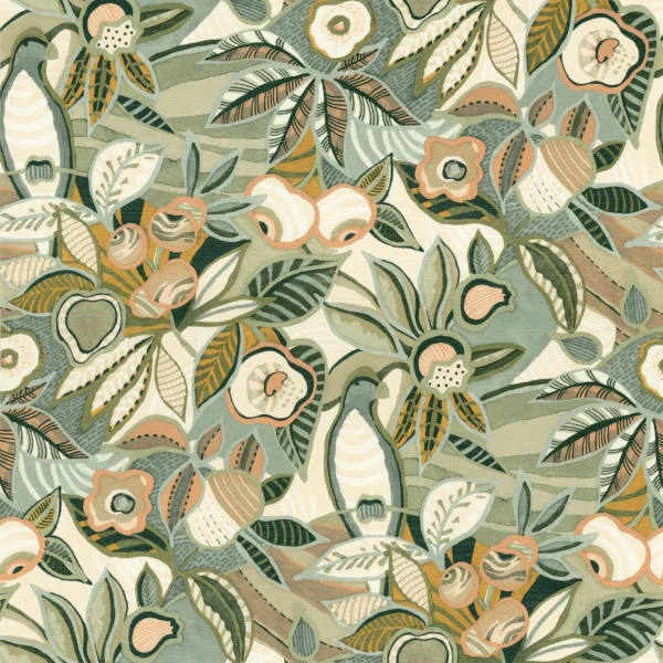 Tehuana Wallpaper - Céladon / Amande by green botanical wallpaper from casamance