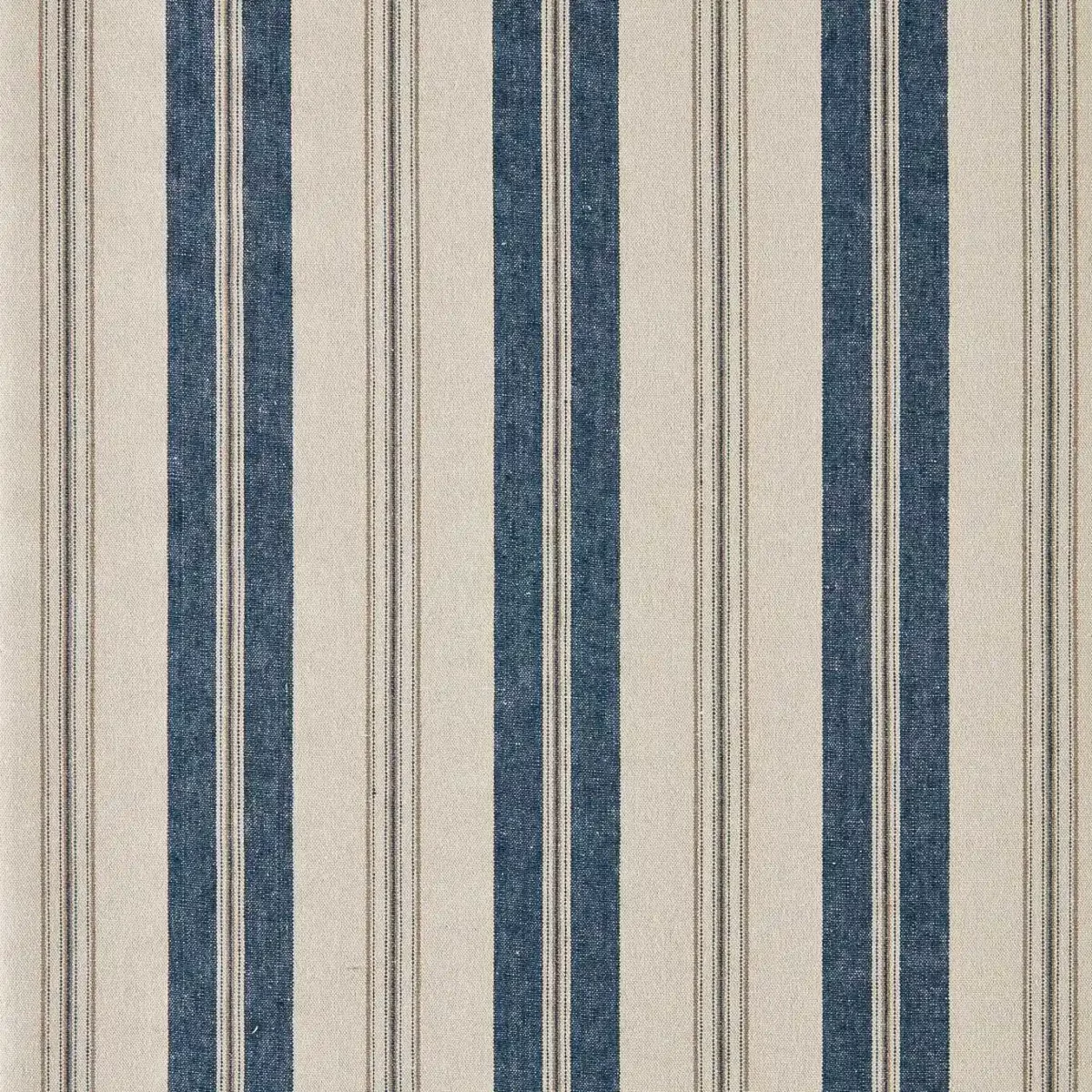 Highgrove Stripe Fabrics - Jodhpur Blue by blue striped cotton fabric from Sanderson