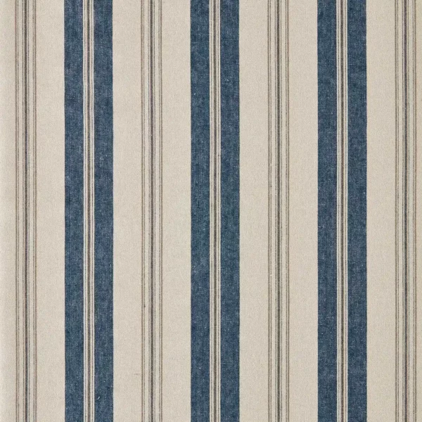 Highgrove Stripe Fabrics - Jodhpur Blue by blue striped cotton fabric from Sanderson