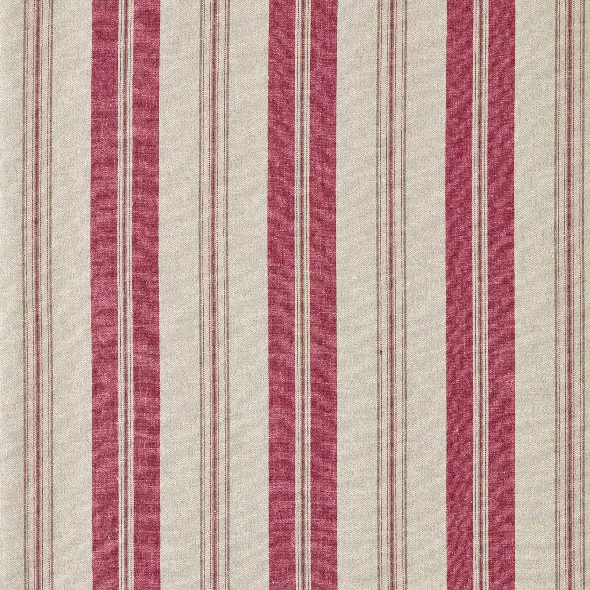 Highgrove Stripe Fabrics - Madder by red striped cotton fabric from Sanderson