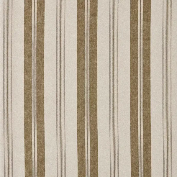 Highgrove Stripe Fabrics - Meadow Moss by brown striped cotton fabric from Sanderson